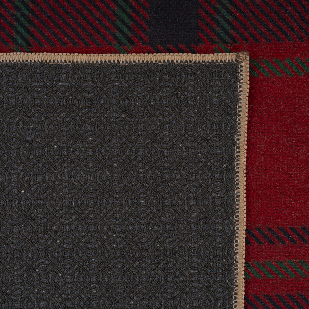 Washable Red Tartan Heritage Rug - Finn