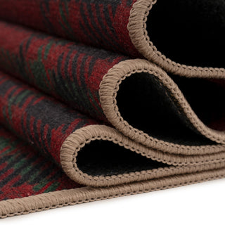 Washable Red Tartan Heritage Runner Rug - Finn