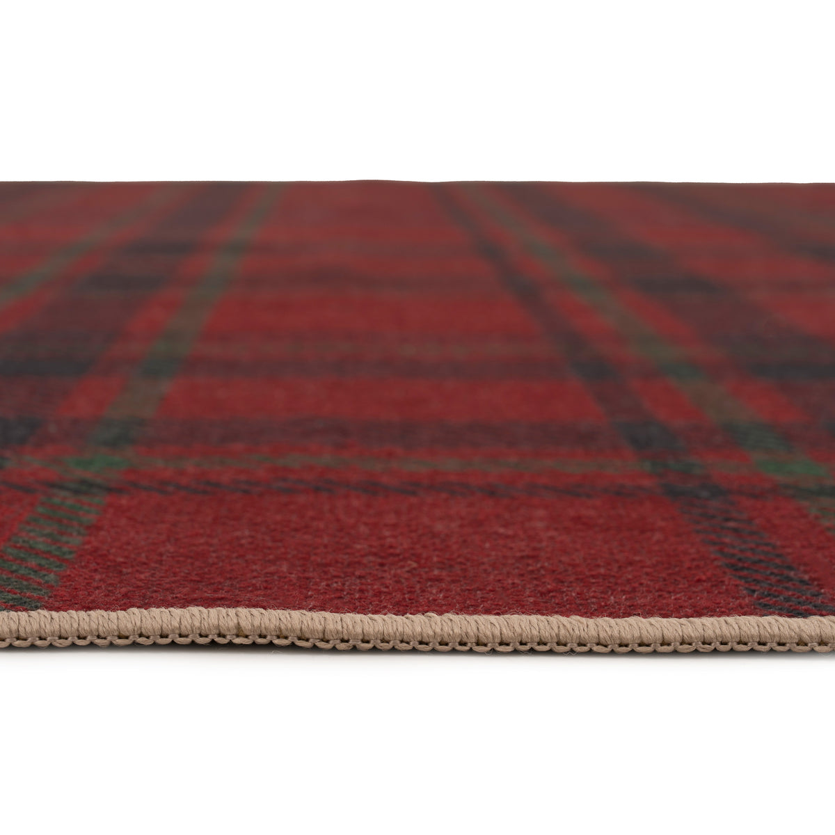 Washable Red Tartan Heritage Runner Rug - Finn