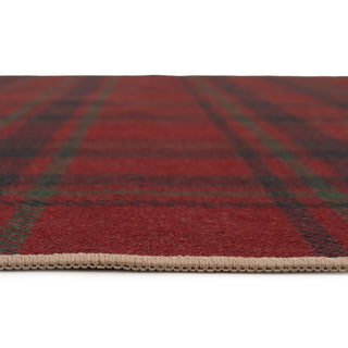 Washable Red Tartan Heritage Runner Rug - Finn