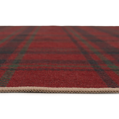 Washable Red Tartan Heritage Runner Rug - Finn