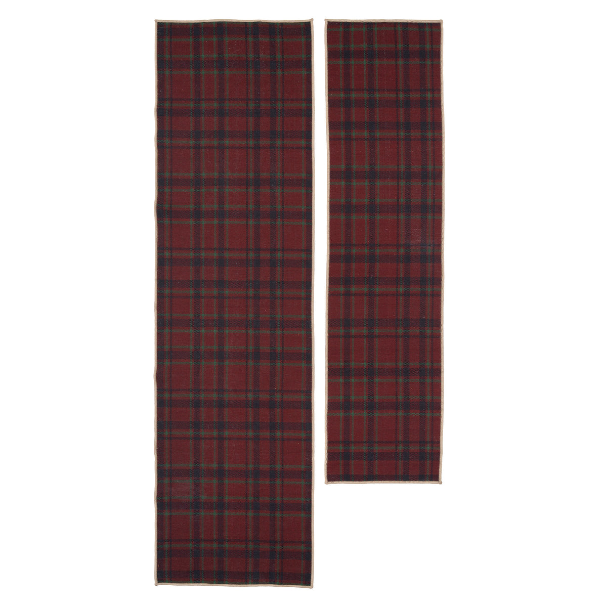Washable Red Tartan Heritage Runner Rug - Finn