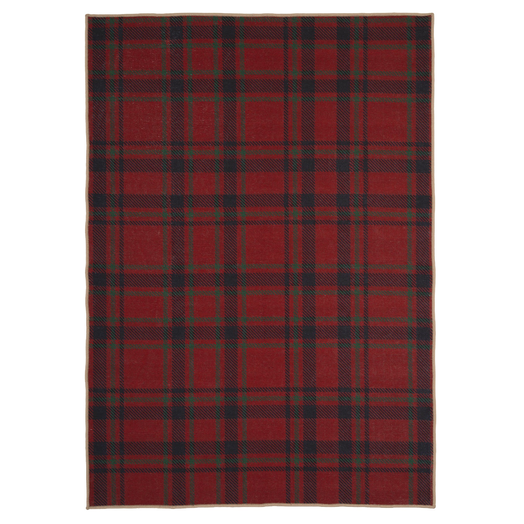 Washable Red Tartan Heritage Rug - Finn
