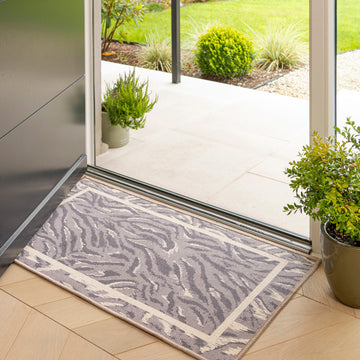 Washable Grey Zebra Print Doormat - Zebra