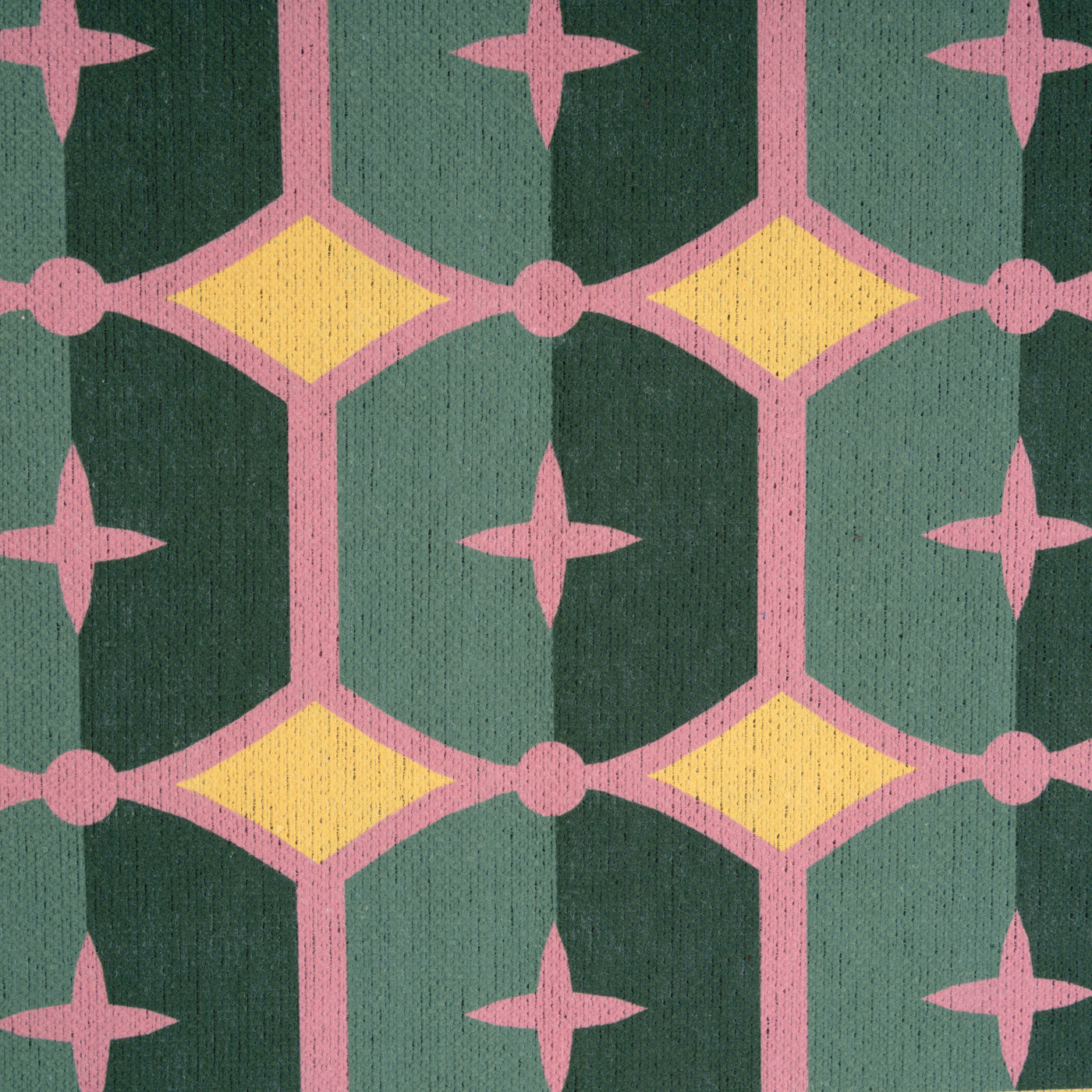 Washable Green Geometric Tile Doormat - Fusion