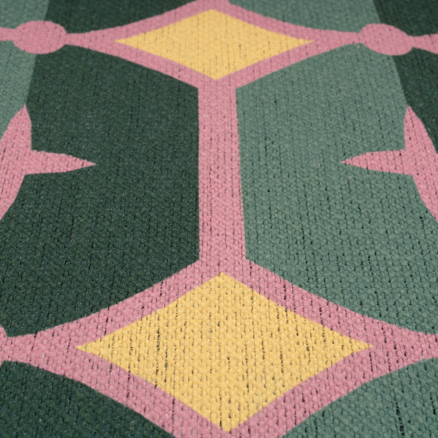 Washable Green Geometric Tile Doormat - Fusion