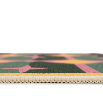 Washable Green Geometric Tile Doormat - Fusion