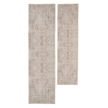 Washable Vintage Beige Runner - Isla