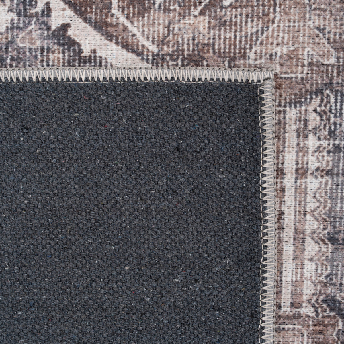 Washable Vintage Brown Beige Runner - Lois