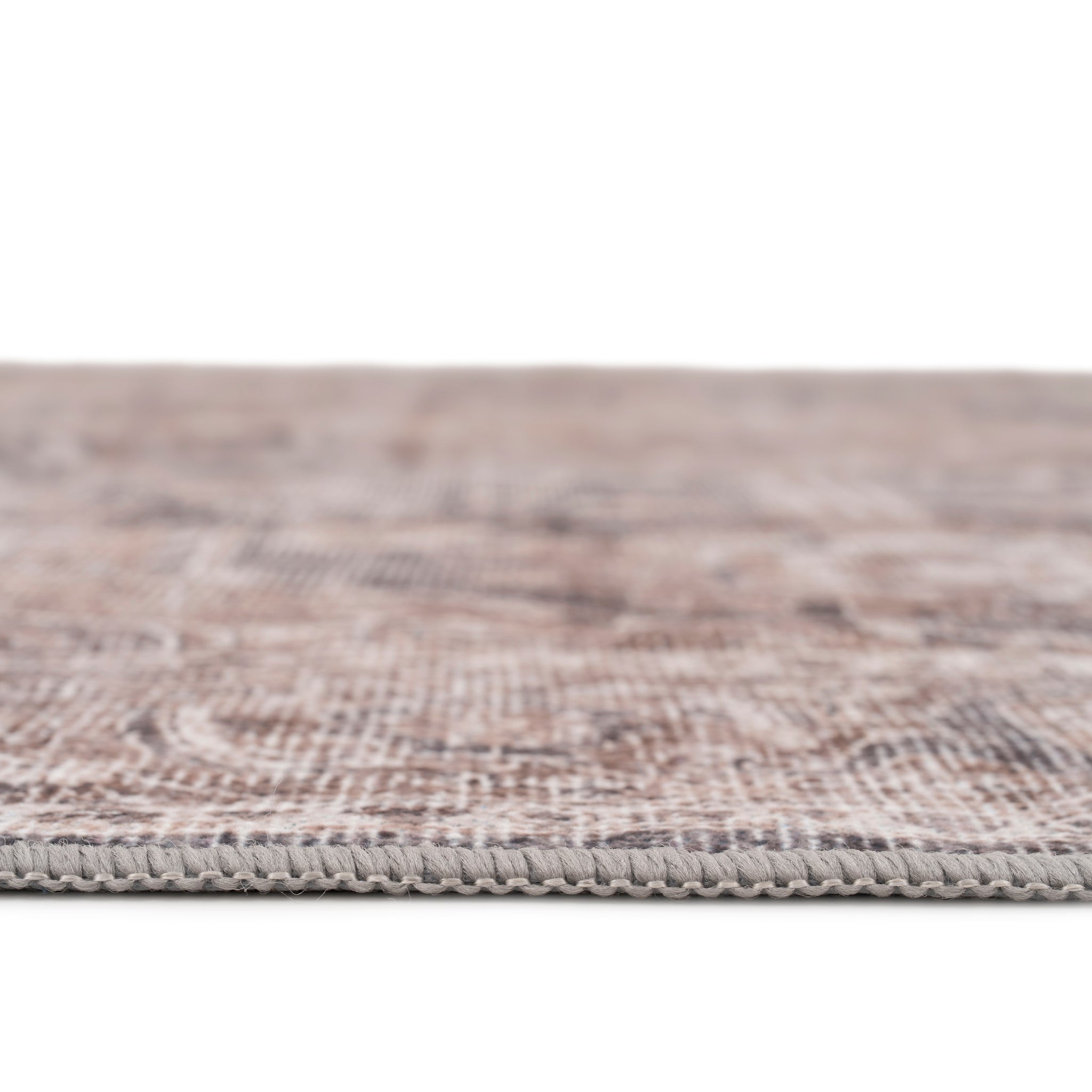 Washable Vintage Brown Beige Runner - Lois