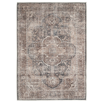Washable Vintage Brown Beige Rug - Lois