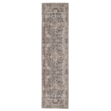 Washable Vintage Brown Beige Runner - Lois