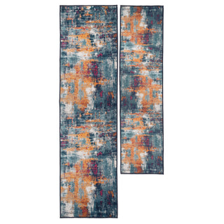 Washable Colourful Abstract Runner Rug - Nova