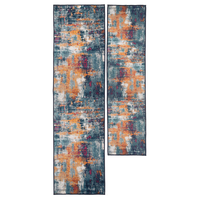 Washable Colourful Abstract Runner Rug - Nova