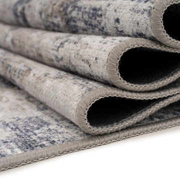 Washable Blue Abstract Runner - Skye