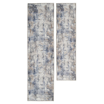Washable Blue Abstract Runner - Skye