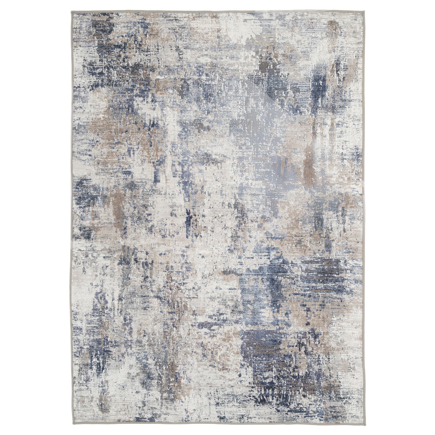 Washable Blue Abstract Rug - Skye
