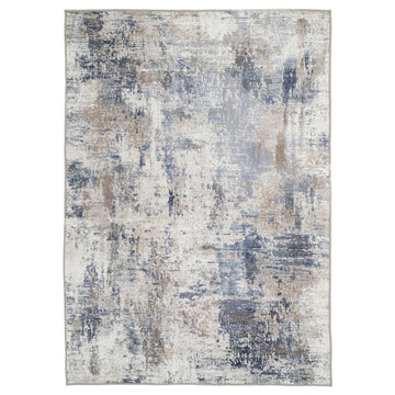 Washable Blue Abstract Rug - Skye