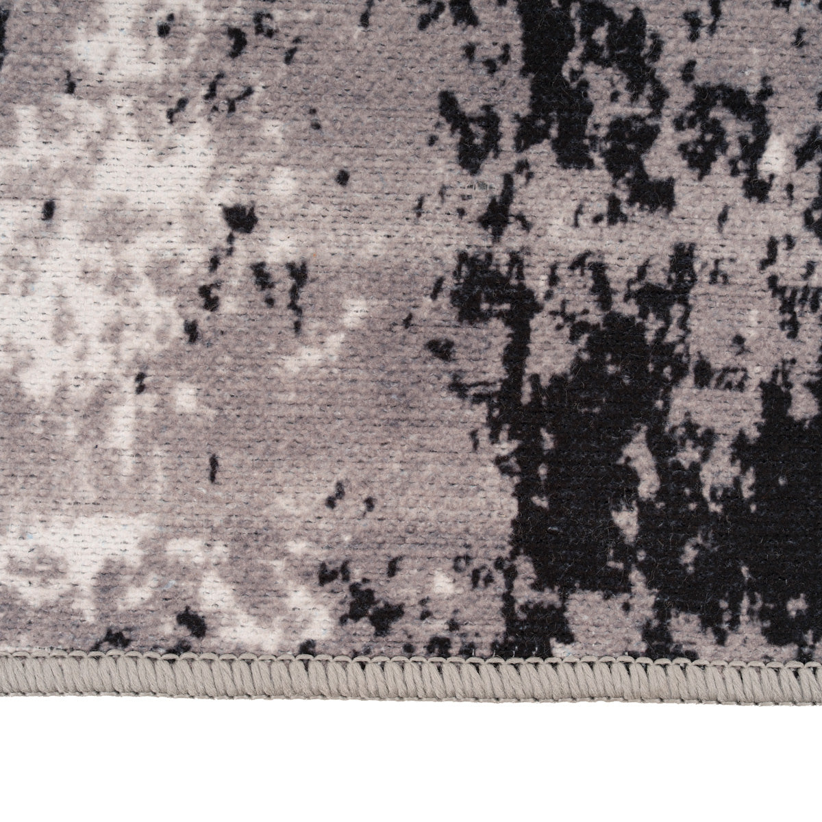 Washable Black Abstract Runner Rug - Storm