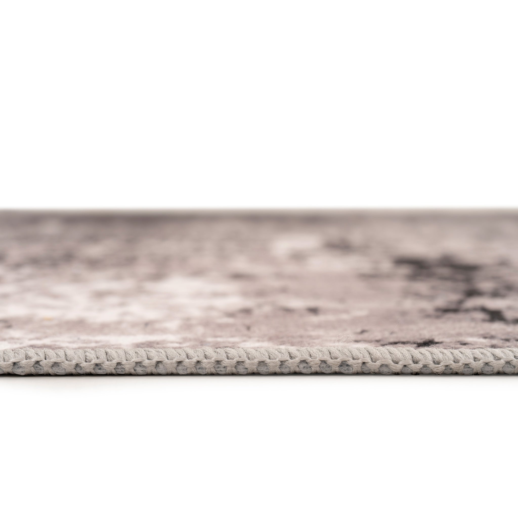 Washable Black Abstract Rug - Storm