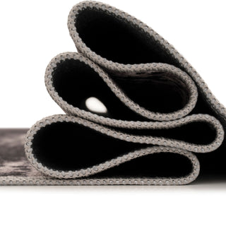 Washable Black Abstract Runner Rug - Storm