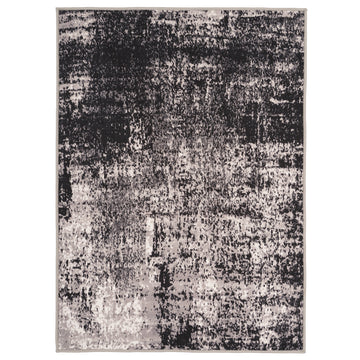 Washable Black Abstract Rug - Storm