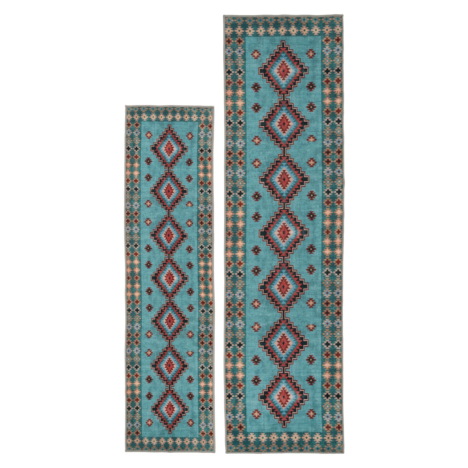 Washable Blue Berber Style Runner - Yasmine