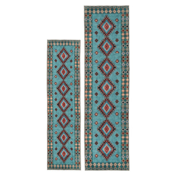 Washable Blue Berber Style Runner - Yasmine