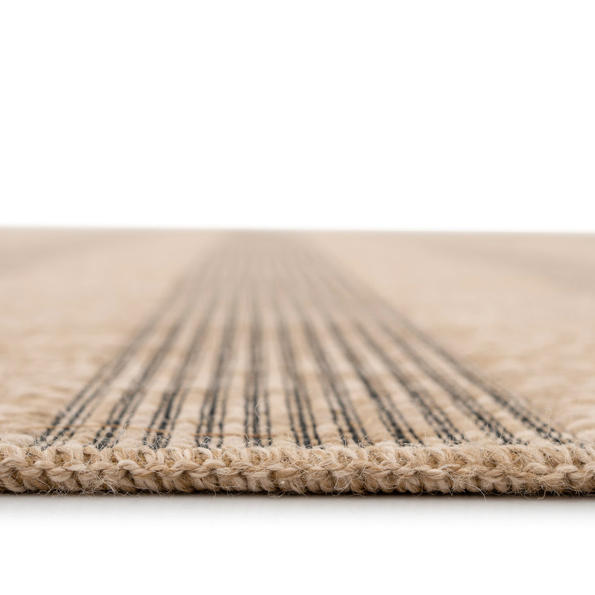 Washable Beige Striped Jute Style Rug - Leni