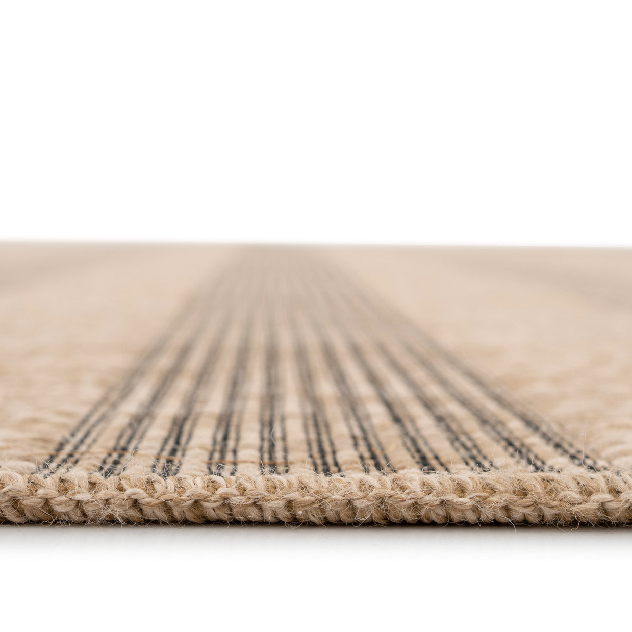 Washable Beige Striped Jute Style Runner - Leni