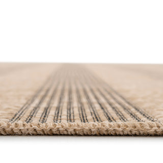 Washable Beige Striped Jute Style Runner - Leni