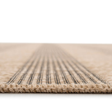 Washable Beige Striped Jute Style Runner - Leni
