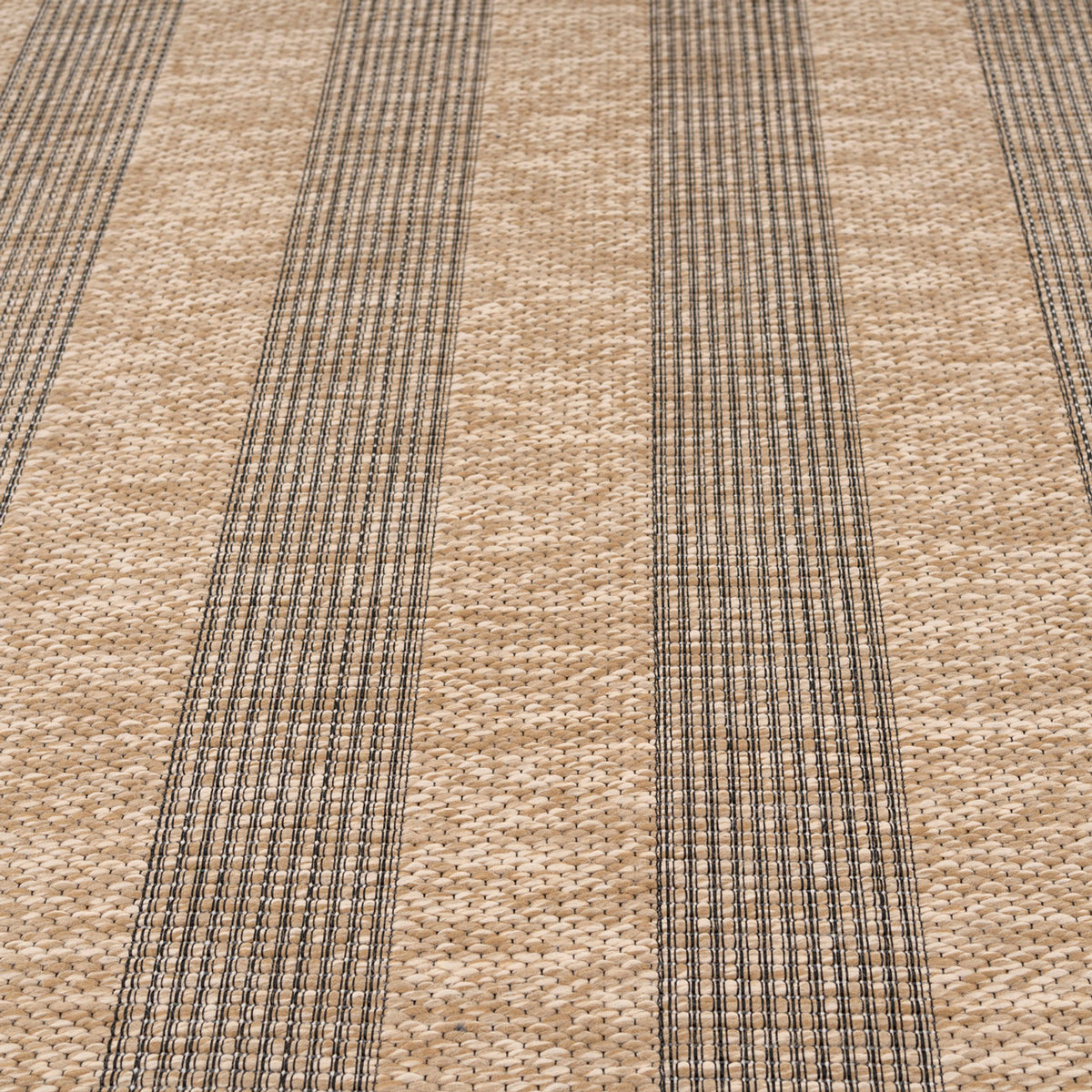 Washable Beige Striped Jute Style Runner - Leni