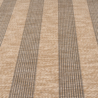 Washable Beige Striped Jute Style Runner - Leni