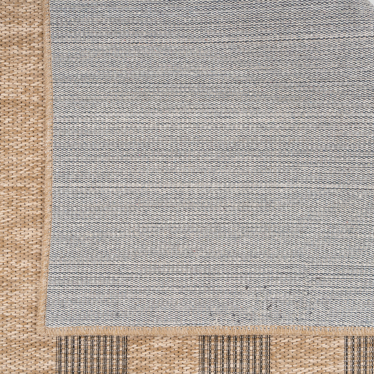 Washable Beige Striped Jute Style Runner - Leni