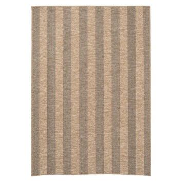 Washable Beige Striped Jute Style Rug - Leni
