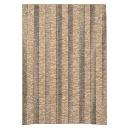 Washable Beige Striped Jute Style Rug - Leni