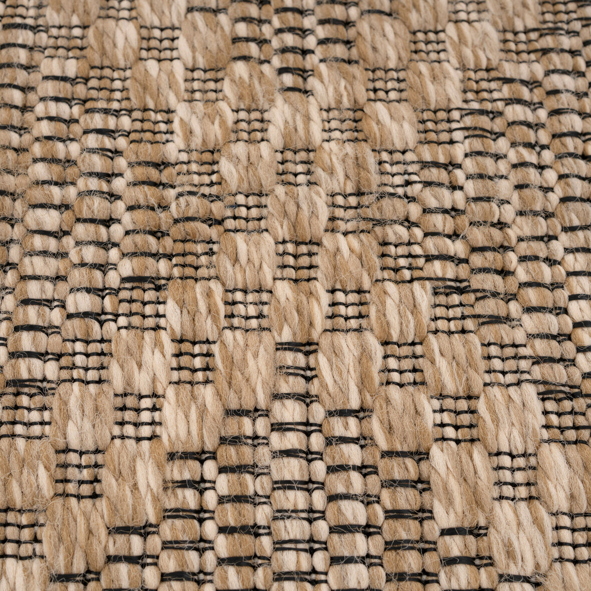 Washable Beige Diamond Jute Style Runner - Thea