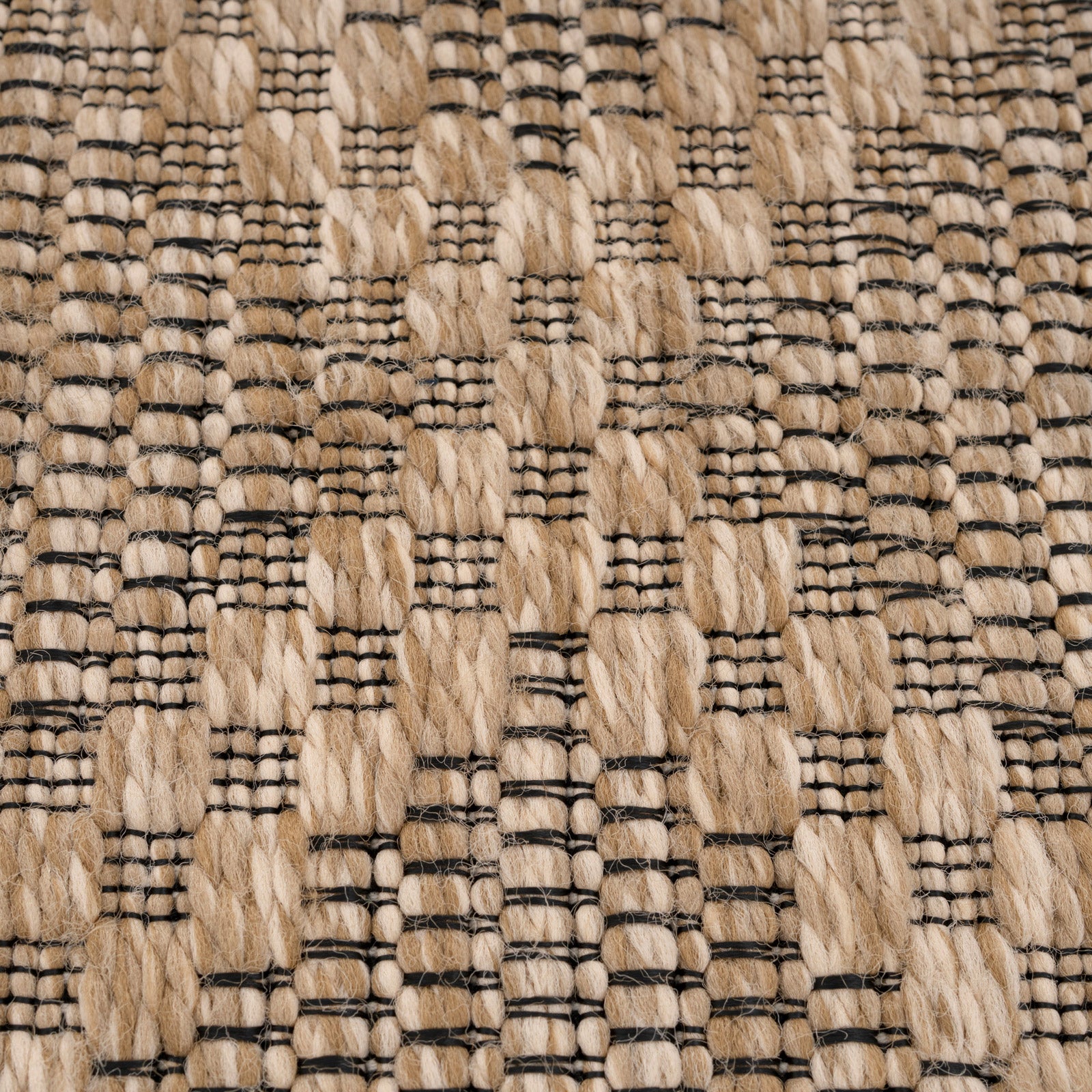 Washable Beige Diamond Jute Style Runner - Thea