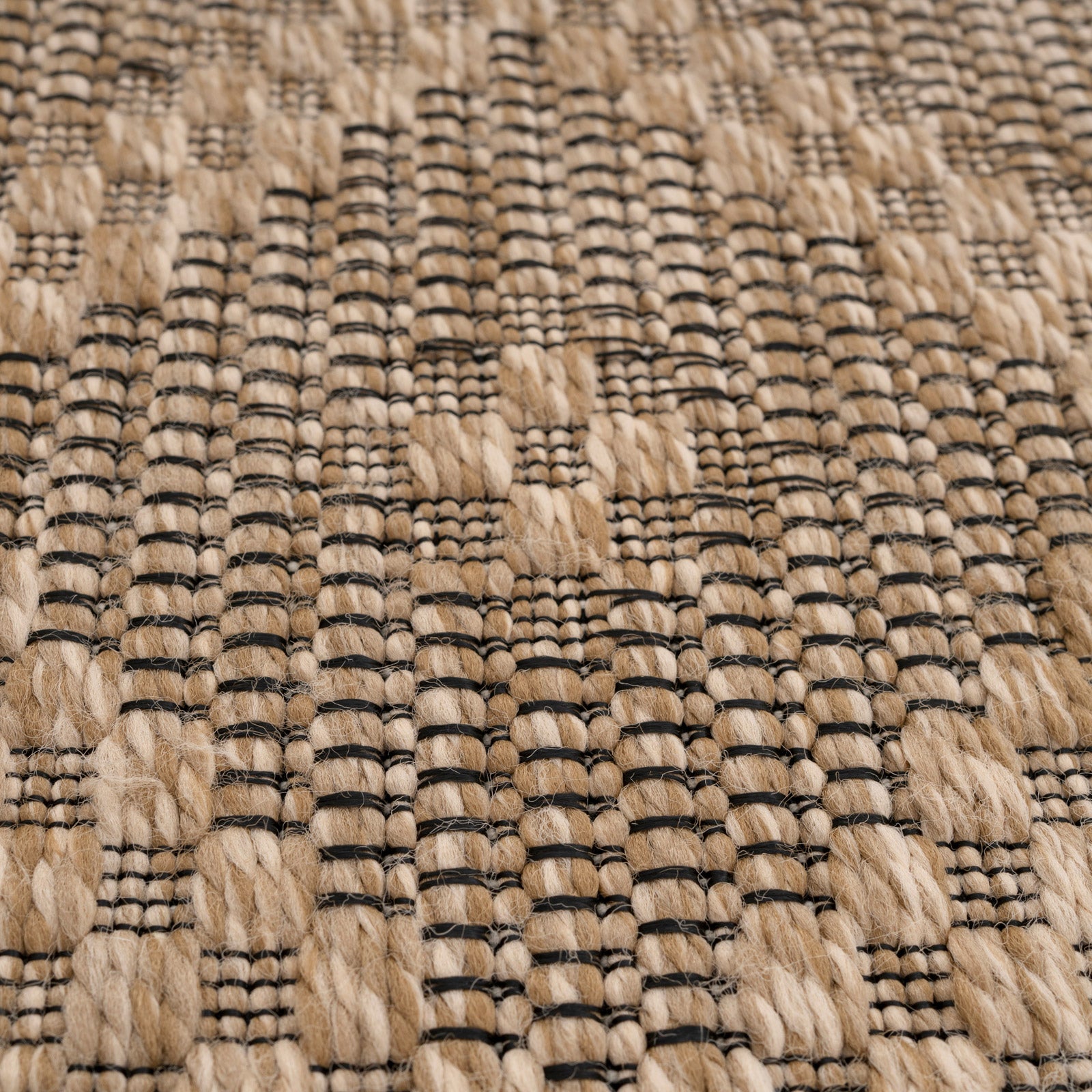 Washable Beige Diamond Jute Style Rug - Thea