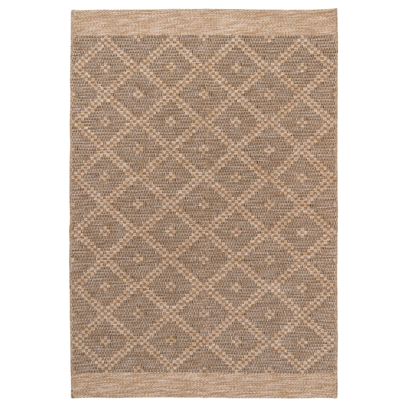 Washable Beige Diamond Jute Style Rug - Thea