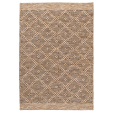 Washable Beige Diamond Jute Style Rug - Thea