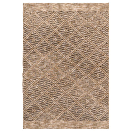 Washable Beige Diamond Jute Style Rug - Thea