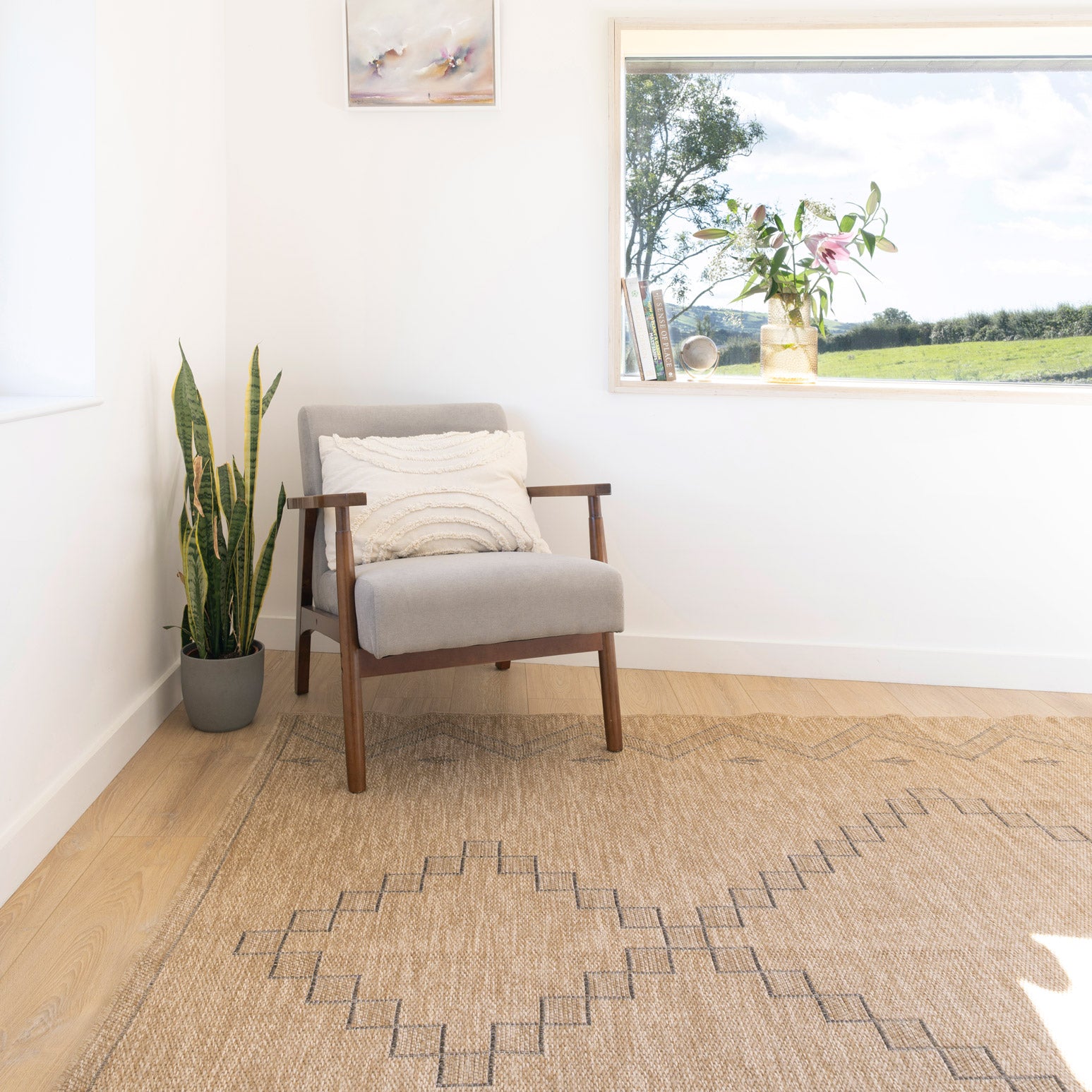 Washable Beige Berber Jute Style Rug - Alva