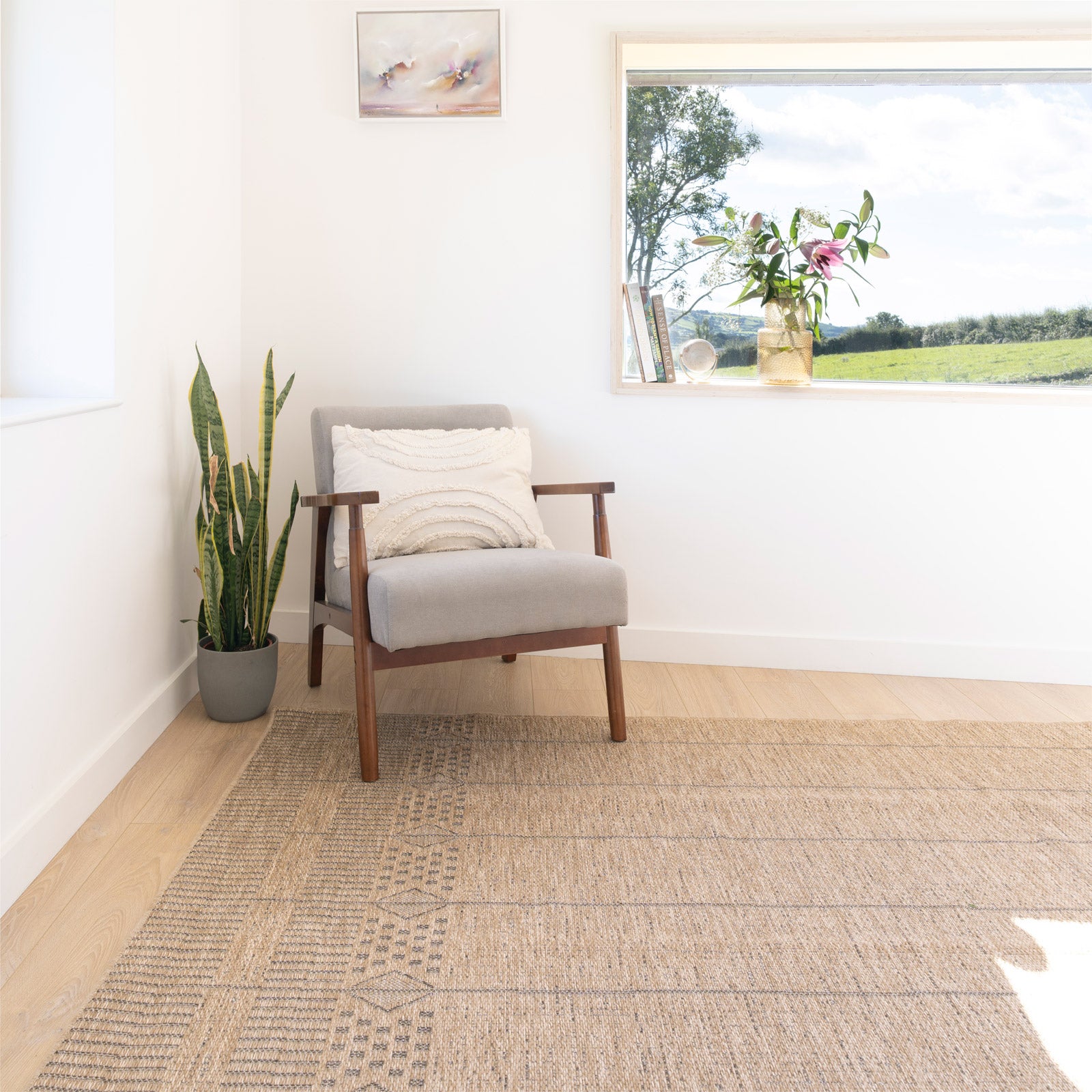 Washable Natural Brown Jute Style Rug - Kai