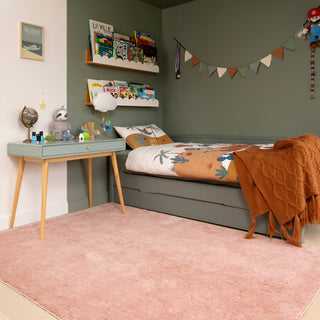 Soft Washable Blush Pink Shaggy Rug