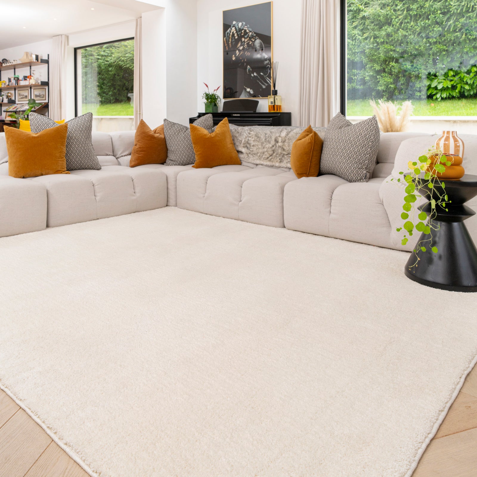 Soft Washable Light Cream Shaggy Rug | Living Room Rugs | Kukoon