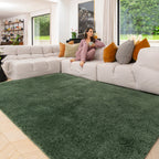 Soft Washable Green Shaggy Rug