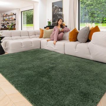 Soft Washable Green Shaggy Rug