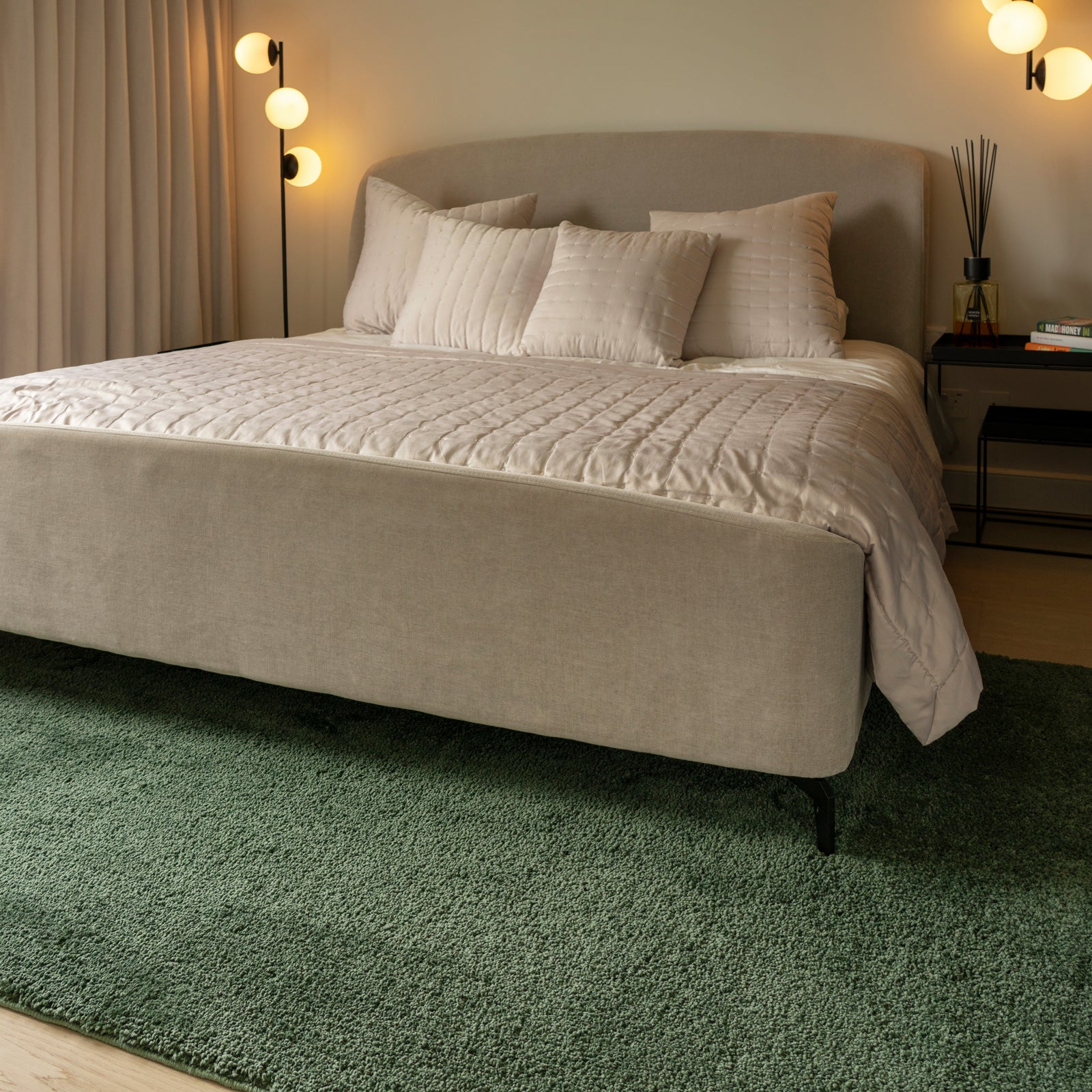 Soft Washable Green Shaggy Rug